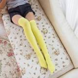 👉 Sokken geel fluwelen active zomersokken tot over de knie Uniforme sokken, lengte: 32 cm (helder geel)