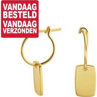 👉 Oorring goudkleurige zilver active Oorringen met Rechthoekig Plaatje van