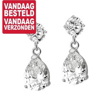 Zirkonia zilver active Facet-geslepen Peervormige Oorhangers van