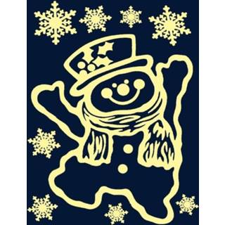 👉 Decoratie sticker active Kerst stickers sneeuwpop glow in the dark plaatjes 29,5 x 40 cm