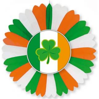 👉 Waaier papier multikleur Ierland thema deco plafond hangend 60 cm - Sint Patricksday 8719538084254
