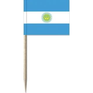 👉 Cocktailprikker 100x Cocktailprikkers Argentinie 8 cm vlaggetje landen decoratie