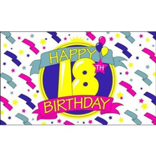 👉 Vlag multikleur Happy Birthday 18 jaar 8718758231127