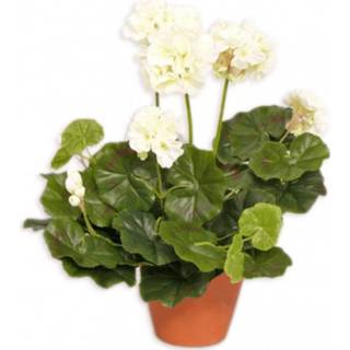 👉 Geranium witte groen kunststof active kunst plant 30 cm