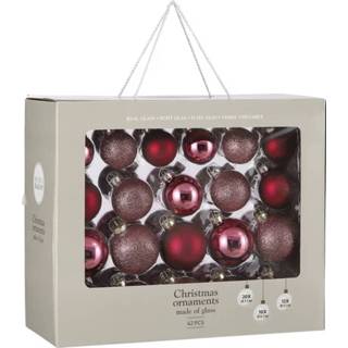 👉 Kerstbal glas active rode Kerstballenpakket 42x kerstballen van 5-6-7 cm