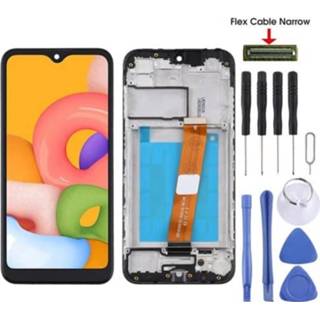 👉 Digitizer zwart active Lcd-scherm en volledige montage met frame (flexibele kabel smal) voor Samsung Galaxy A01 (zwart)