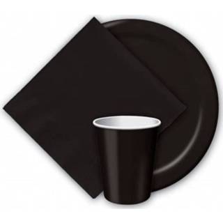 👉 Bord karton active zwarte 8x bordjes van 23 cm