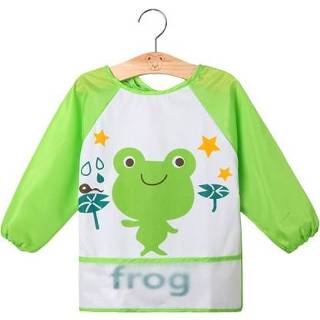 👉 Slab donkergroen s active kinderen waterdichte slabbetje lange mouw schort Smock, maat: (Frog Green)