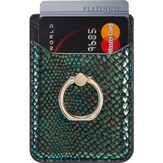 👉 Mobiele telefoon groen active MUXMA Snake Texture RFID Back Stick Card Bag met ring (groen)