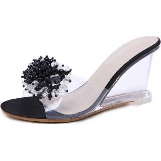 👉 Sleehakken zwart active vrouwen Vrouwenglas strass sleehak, schoenmaat: 37 (zwart)