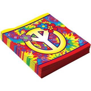 👉 16x Hippie Sixties themafeest servetten 33 cm