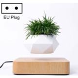 👉 Potplant plastic active Diamond Flower Pot + Light Wood Grain Base Magnetische Levitatie Woondecoratie, EU Plug