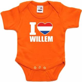 👉 Rompertje oranje katoen baby's Koningsdag I love Willem baby - babykleding 8719538449176