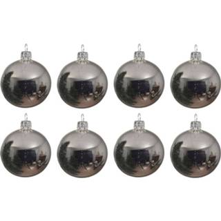 👉 Kerstbal zilver glans active 8x Glazen kerstballen 10 cm kerstboom versiering/decoratie