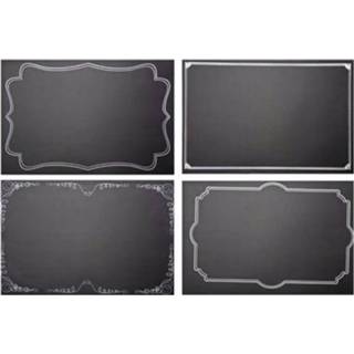 👉 Krijtbord kunststof zwart Kerst placemats 4 stuks om zelf te decoreren 8719538224018