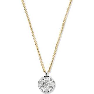 👉 Halsketting bicolor witgouden active Excellent Jewelry Collier met Balvormige Hanger 8785259739810
