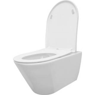 👉 Wandcloset wit Mat keramiek spoel tia hangend toilet ovaal Boss & Wessing Softclose Rimless met Toiletzitting 8719304923107