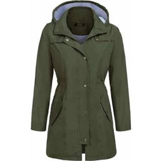 Lange jas legergroen m active vrouwen Casual dames waterdichte taille met capuchon, maat: (legergroen)