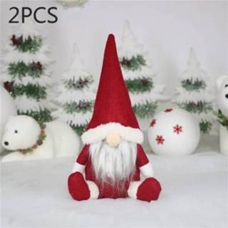 👉 Ornament rood active 2 STKS CX20217 Faceless Doll Window Kerstversiering (Rood)