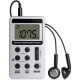 👉 Draagbare radio zilver active HRD-103 FM + AM met twee banden draagkoord en headset (zilver)