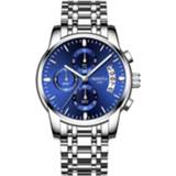 👉 Quartz horloge staal active mannen NIBOSI 2353 Drie-oog zes-naalds timing sport voor heren (zilverblauw staal)