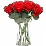 👉 Vaas rode active Woondecoratie met 8 rozen