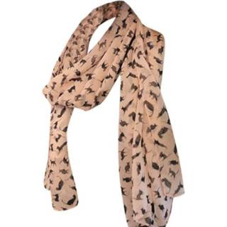 👉 Sjaal kaki active vrouwen Dames katten bedrukte chiffon sjaal, lengte: 150 cm x 60 (kaki)