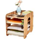 👉 Plank hout active Creatieve Home Office Desktop 4 Lagen Bestandsorganisator Document Briefhouder Lade Meerdere verdiepingen (Kersenhout)