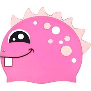 👉 Dinosaurus roze siliconen active kinderen Cartoon Comfortabele badmuts (roze)