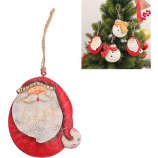 👉 Kerstversiering wit active 3 STKS smeedijzeren dubbelzijdige handgemaakte geschilderde kerstboom hanger (kerstman wit)