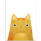 👉 Poster geel active Leuke kat en avatar Print Canvas schilderij Home Art decoratie, afmeting: 50× 70cm (geel)