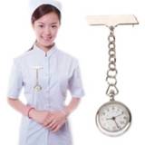 Quartz horloge zilver active Draagbaar legering verpleegster rond met speld (zilver)