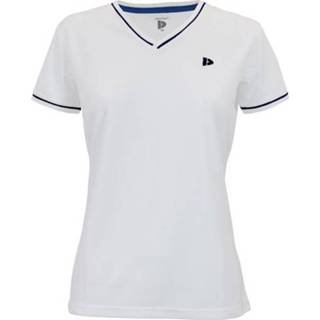 👉 Sport shirt active vrouwen wit korenblauw Donnay Dames - V- Neck sportshirt (cool dry) Wit/korenblauw 8717528098267