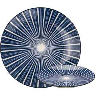 👉 Bord blauw porselein out borden rond Stripes ø 26,5cm - of the Blue 8712628424992