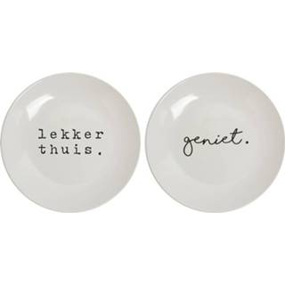 👉 Wit aardewerk genieters borden Bordenset 2 stuks Ø20 cm 