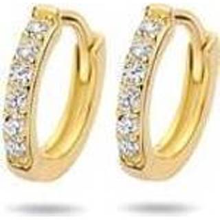 👉 Zirkonia goudkleurige zilver active Klapoorringen van met Rij