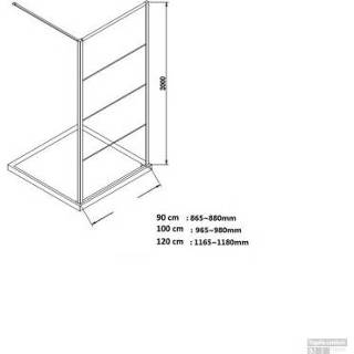 👉 Inloop douche glas RVS aluminium frame muurprofiel helder NANO Antikalk coating Inloopdouche BWS 120x200 cm 8mm met Raster Geborsteld 8719304923206