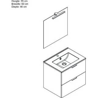 Badmeubelset eik MDF eiken verzonken in wastafel Euro Pack Allibert 60 cm 2 Lades Arlington (Flat Pack) 3588560393604