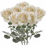 👉 8x Creme witte rozen/roos kunstbloemen 37 cm