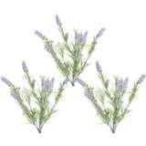 👉 3x Groene/lilapaarse Lavandula/lavendel kunstplanten 44 cm bosje