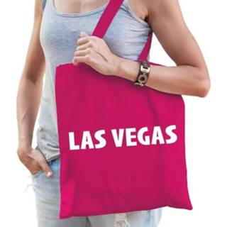👉 Magenta roze katoen Katoenen USA/wereldstad tasje Las Vegas fuchsia - 10 liter 8720147341980