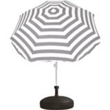 👉 Parasol grijs wit zwart Voordelige set grijs/wit gestreepte en parasolvoet
