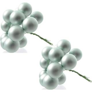 👉 Kerstbal tgroen glas groen 20x Mini glazen kerstballen kerststekers/instekertjes mintgroen 2 cm 8720147356977