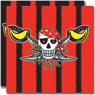 👉 Servet rood zwart papier multikleur 60x Piraten themafeest servetten rood/zwart 33 x cm - 8720147411485