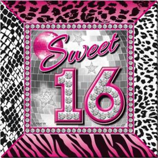 👉 Servet papier multikleur 40x Sweet 16 verjaardagsfeest servetten 25 x cm - 8720147448689