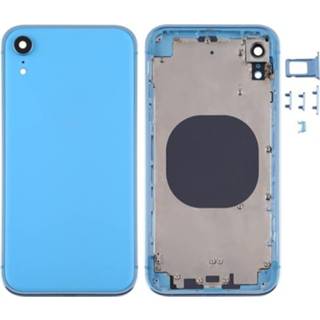 👉 Batterij blauw active Vierkant frame achterkant met SIM-kaarthouder en zijkleppen voor iPhone XR (blauw)