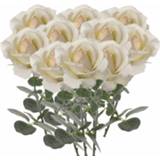 👉 10x Creme witte rozen/roos kunstbloemen 37 cm