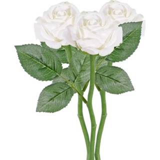 👉 3x Witte rozen/roos kunstbloemen 27 cm