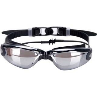 👉 Anti-condens zwart siliconen active Galvaniserende zwembril met oordopjes uitéén stuk voor volwassenen (zwart)
