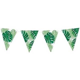👉 Groene DIY jungle/Hawaii thema feest vlaggenlijn 1,5 meter